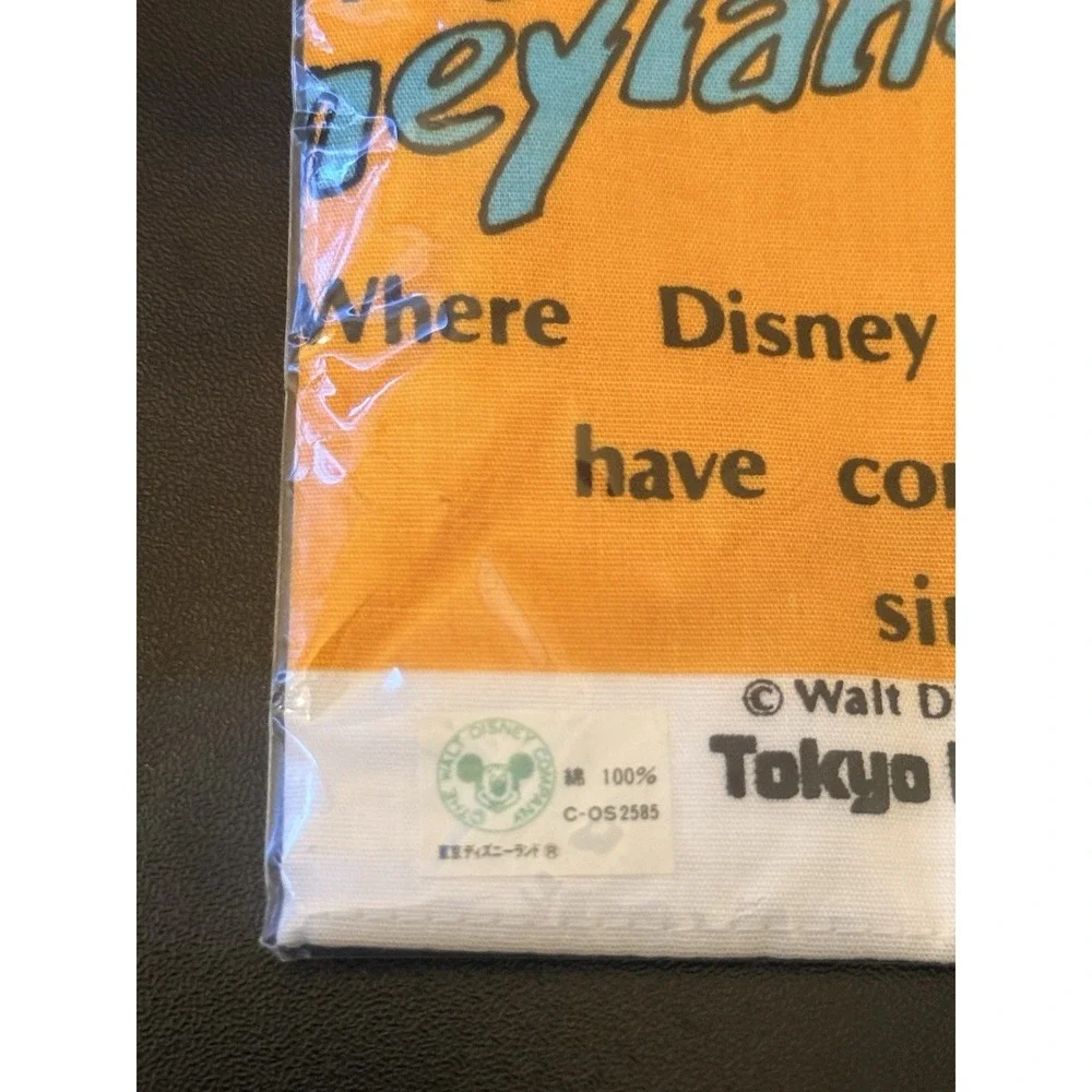 Vintage 80's Tokyo Disneyland Mickey Mouse Handkerchief Towel New Sealed Japan